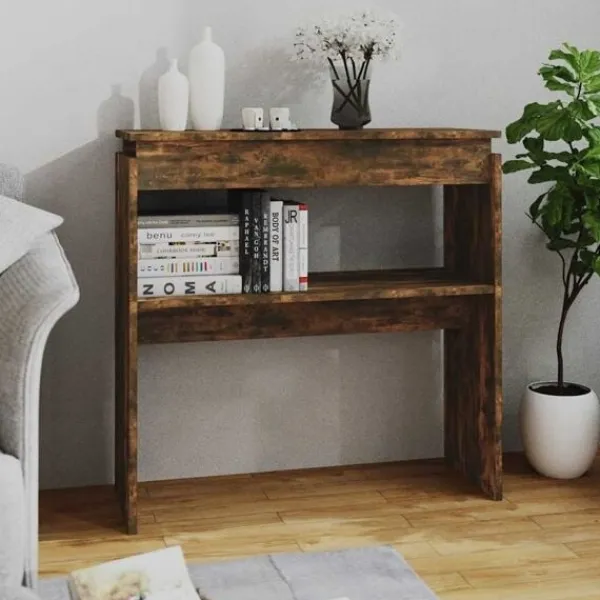 vidaXL Småbord>Avlastningsbord rökfärgad ek 80x30x80 cm konstruerat trä