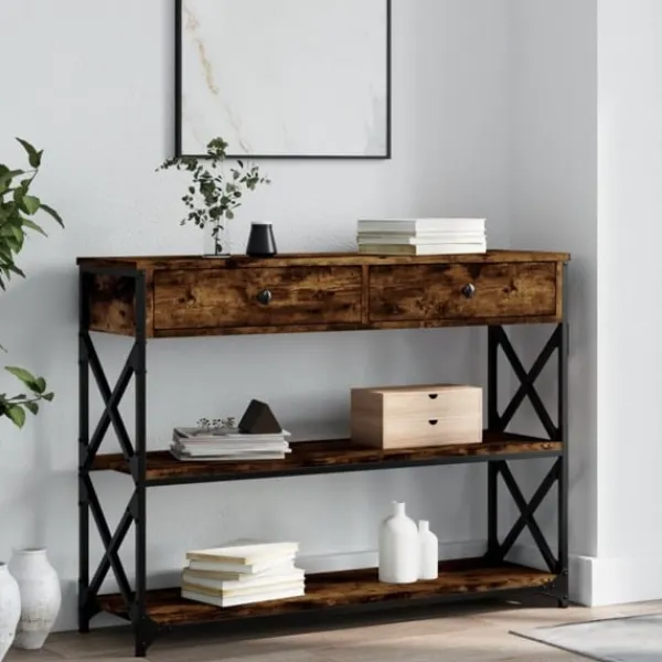 vidaXL Småbord>Avlastningsbord rökfärgad ek 100x28x75 cm konstruerat trä