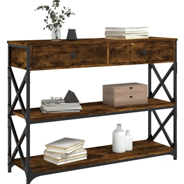 vidaXL Småbord>Avlastningsbord rökfärgad ek 100x28x75 cm konstruerat trä
