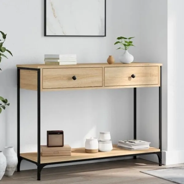 vidaXL Småbord>Avlastningsbord sonoma-ek 100x34,5x75 cm konstruerat trä