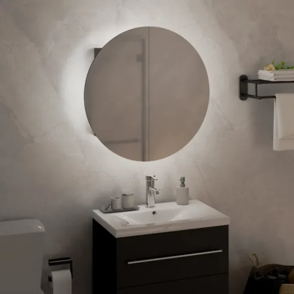 vidaXL Skåp>Badrumsskåp med rund spegel och LED 40x40x17,5 cm