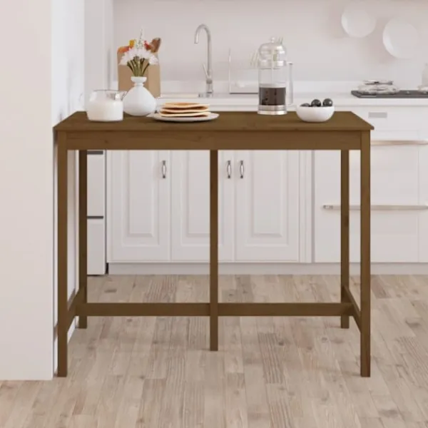 vidaXL Balkongmöbler>Barbord honungs 140x80x110 cm massivt furuträ