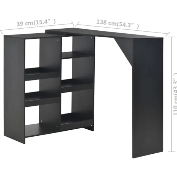 vidaXL Matbord>Barbord med flyttbar hylla 138x39x110 cm