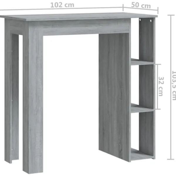 vidaXL Matbord>Barbord med hylla 102x50x103,5 cm konstruerat trä
