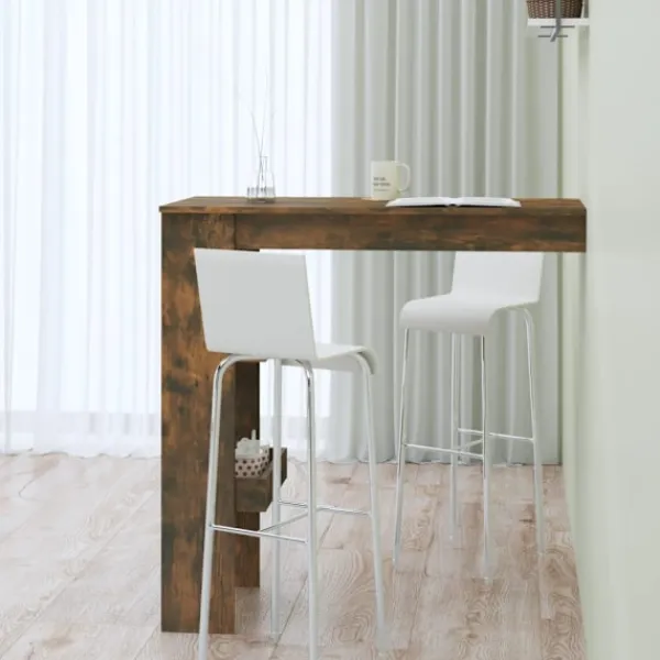 vidaXL Matbord>Barbord väggmonterat rökfärgad 102x45x103,5 cm konstruerat trä