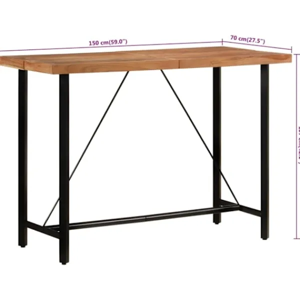 vidaXL Matbord>Barbord 150x70x107 cm massivt akaciaträ och järn