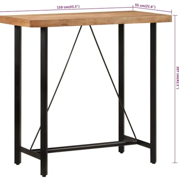 vidaXL Balkongmöbler>Barbord 110x55x107 cm massivt akaciaträ och järn