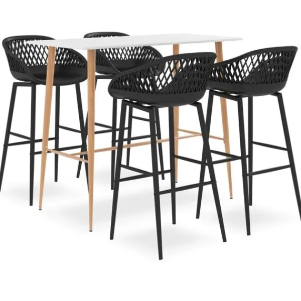 vidaXL Matgrupper>Bargrupp 5 delar och svart