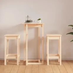 vidaXL Matgrupper>Barmöbler 3 delar massiv furu