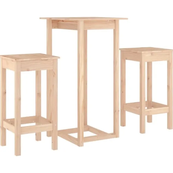 vidaXL Matgrupper>Barmöbler 3 delar massiv furu