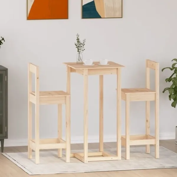 vidaXL Matgrupper>Barmöbler 3 delar massiv furu