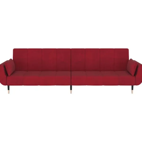 vidaXL Soffor>Bäddsoffa 2-sits med två kuddar vin sammet