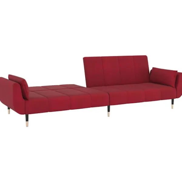 vidaXL Soffor>Bäddsoffa 2-sits med två kuddar vin sammet
