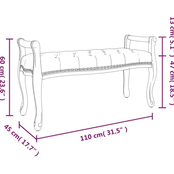 vidaXL Balkongmöbler>Bänk 110x45x60 cm sammet