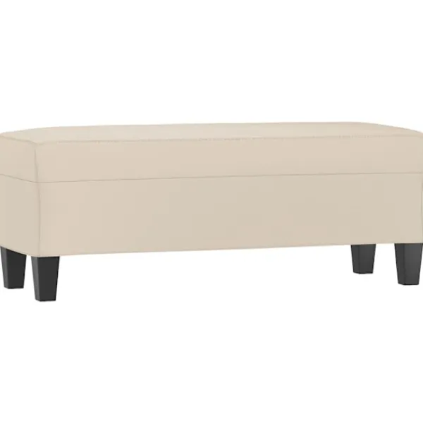 vidaXL Balkongmöbler>Bänk Gräddvit 100x35x41 cm mikrofibertyg