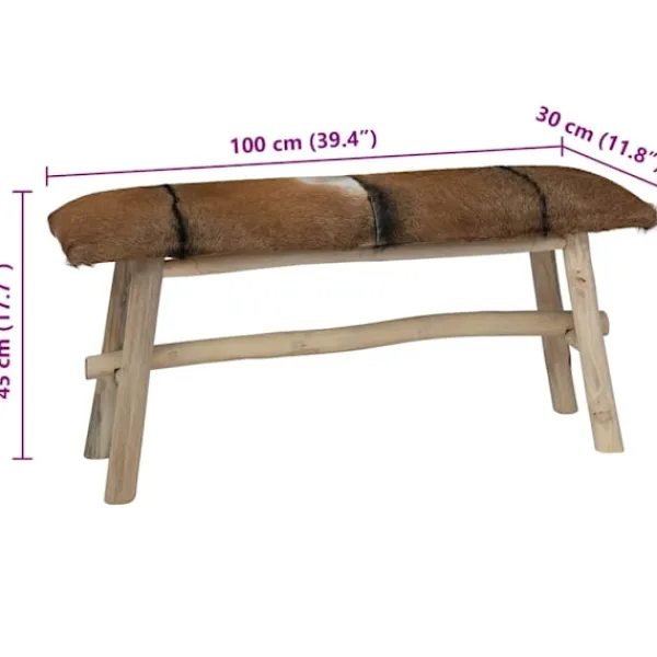 vidaXL Balkongmöbler>Bänk äkta läder teak
