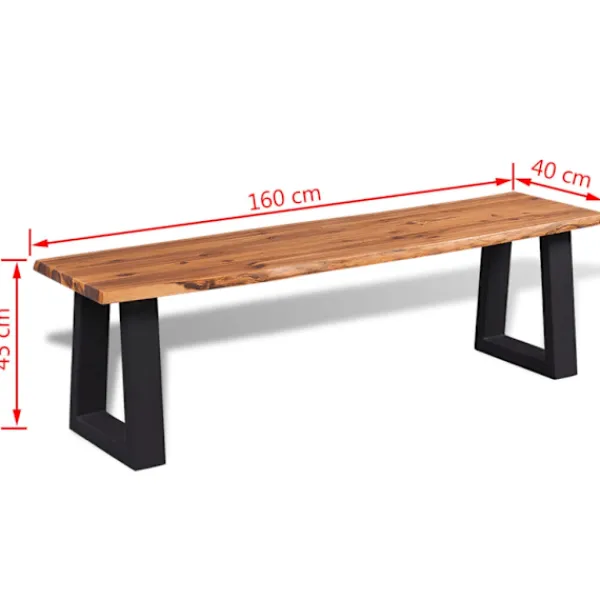 vidaXL Soffbord>Bänk massivt akaciaträ 160 cm