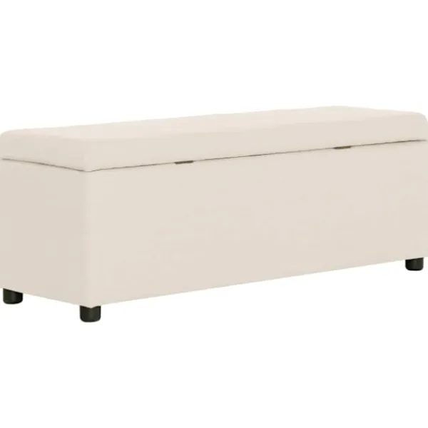 vidaXL Kistor & Koffertar>Bänk med förvaringsutrymme 116 cm gräddvit polyester