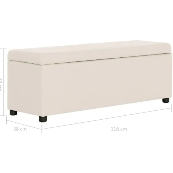 vidaXL Kistor & Koffertar>Bänk med förvaringsutrymme 116 cm gräddvit polyester