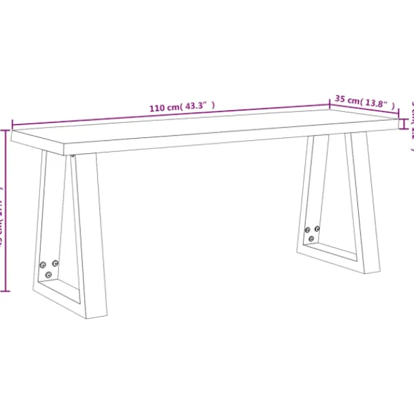 vidaXL Balkongmöbler>Bänk med levande kant 110 cm massivt akaciaträ