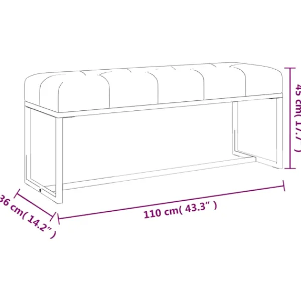 vidaXL Soffor>Bänk mörk 110x36x45 cm sammet