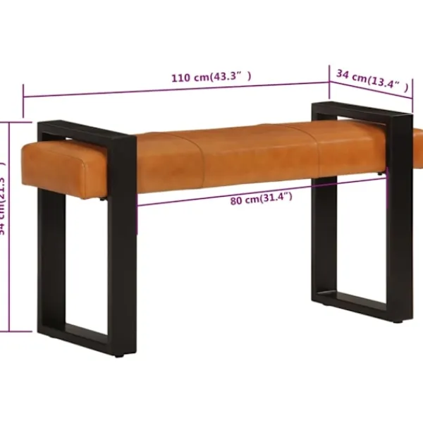 vidaXL Balkongmöbler>Bänk svart och 110 cm äkta getskinn