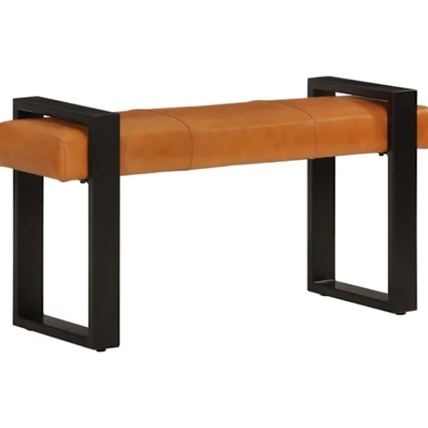 vidaXL Balkongmöbler>Bänk svart och 110 cm äkta getskinn