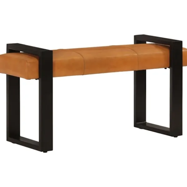 vidaXL Balkongmöbler>Bänk svart och 110 cm äkta getskinn
