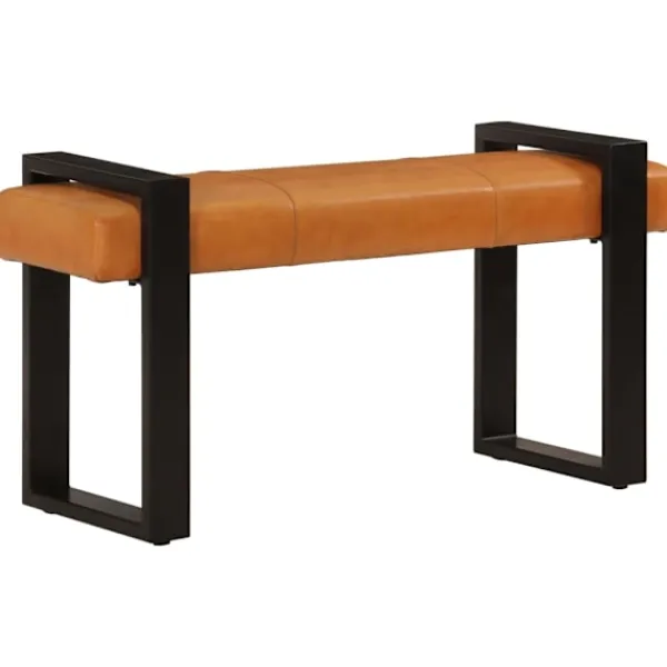 vidaXL Balkongmöbler>Bänk svart och 110 cm äkta getskinn