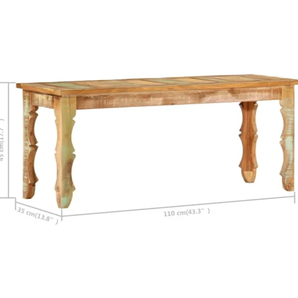 vidaXL Balkongmöbler>Bänk 110x35x45 cm massivt återvunnet trä