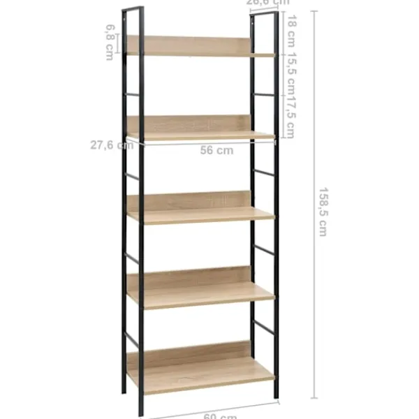 vidaXL Hyllor>Bokhylla 5 hyllplan ek 60x27,6x158,5 cm konstruerat trä