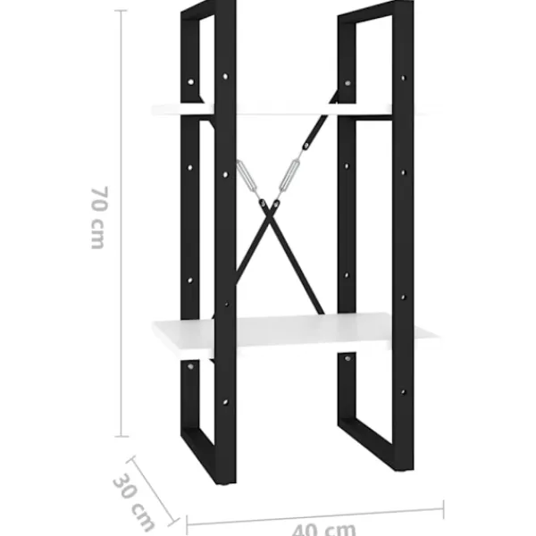 vidaXL Hyllor>Bokhylla 2 hyllplan 40x30x70 cm konstruerat trä