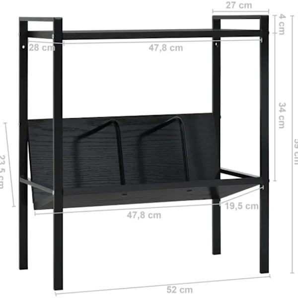 vidaXL Hyllor>Bokhylla 2 hyllplan 52x28x59 cm konstruerat trä