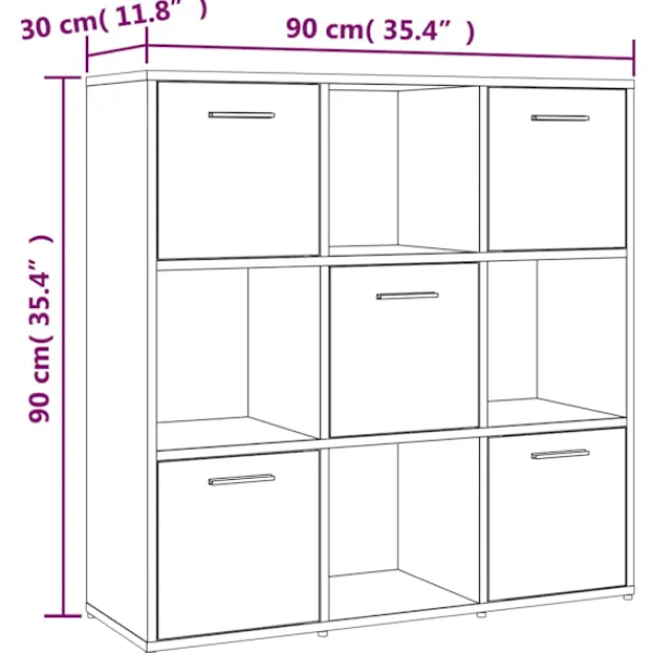 vidaXL Hyllor>Bokhylla brun ek 90x30x90 cm konstruerat trä Brun