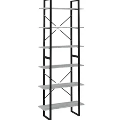 vidaXL Hyllor>Bokhylla grå sonoma 80x30x210 cm konstruerat trä Grå