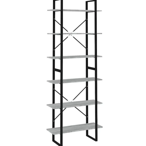 vidaXL Hyllor>Bokhylla grå sonoma 80x30x210 cm konstruerat trä Grå