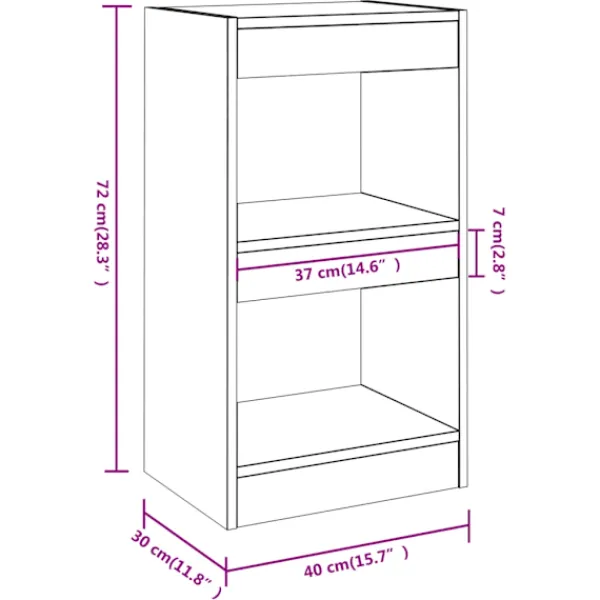 vidaXL Hyllor>Bokhylla/Rumsavdelare sonoma- 40x30x72 cm Brun
