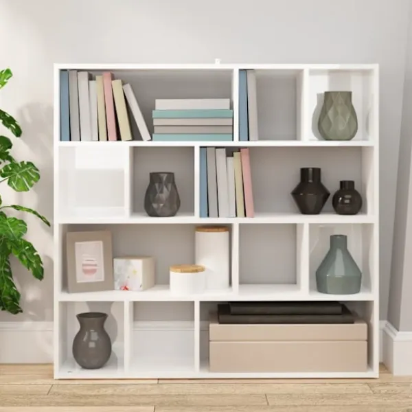 vidaXL Hyllor>Bokhylla/Rumsavdelare högglans 105x24x102 cm