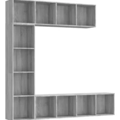 vidaXL Tv-Bänkar>Bokhylla/TV-bänk 3 delar set grå sonoma 180x30x180 cm Grå