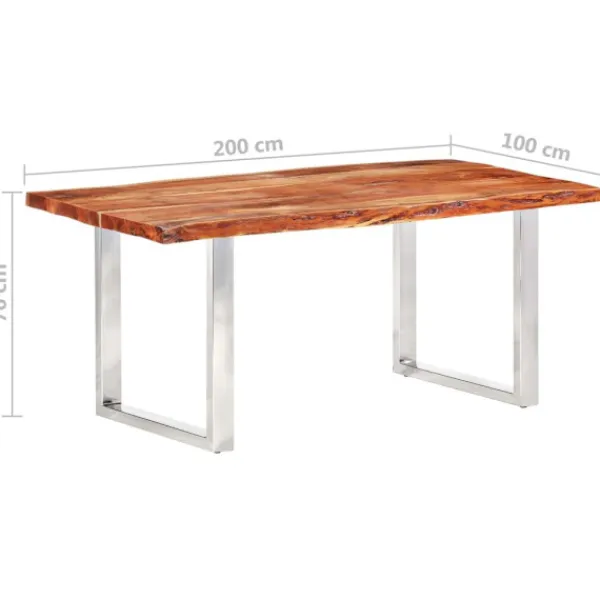 vidaXL Matbord>Bord med levande kanter massivt akaciaträ 200 cm 6 cm