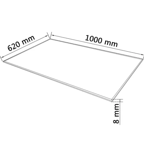 vidaXL Matbord>Bordsskiva härdat glas rektangulär 1000x620 mm