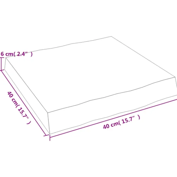 vidaXL Småbord>Bordsskiva ljus 40x40x(2-6) cm massivt trä levande kant