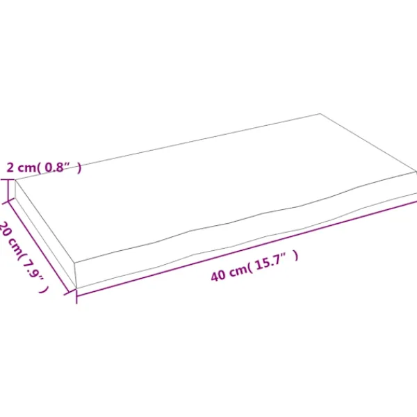 vidaXL Hyllor>Bordsskiva ljus 40x20x2 cm behandlad massiv ek