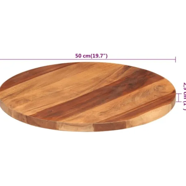 vidaXL Matbord>Bordsskiva massivt akaciaträ rund 25-27 mm 50 cm