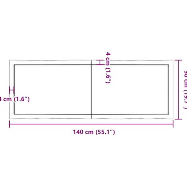 vidaXL Soffbord>Bordsskiva mörk 140x50x(2-6) cm massivt trä levande kant