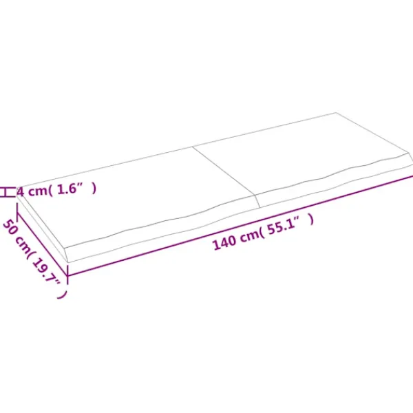 vidaXL Kontorsmöbler>Bordsskiva mörk 140x50x(2-4) cm behandlad massiv ek