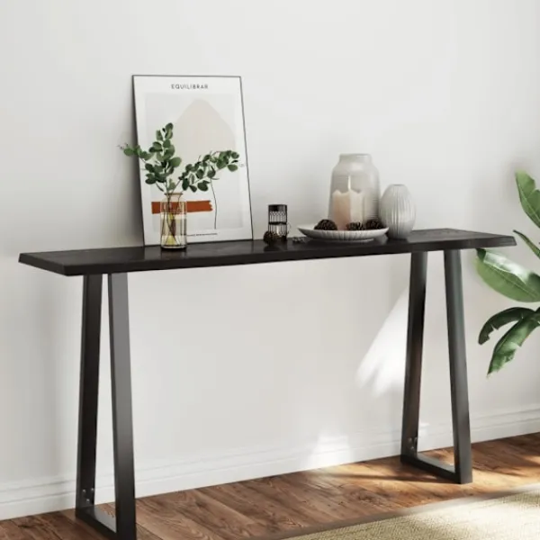vidaXL Småbord>Bordsskiva mörk 160x40x(2-4) cm massivt trä levande kant