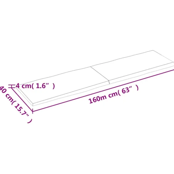 vidaXL Småbord>Bordsskiva mörk 160x40x(2-4) cm massivt trä levande kant