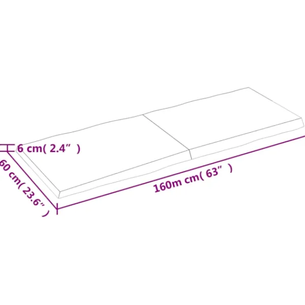 vidaXL Småbord>Bordsskiva mörk 160x60x(2-6) cm massivt trä levande kant