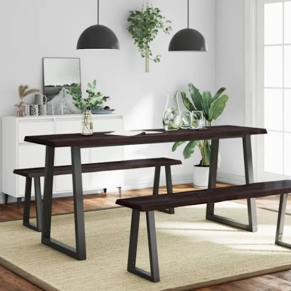 vidaXL Matgrupper>Bordsskiva mörk 180x60x(2-6) cm massivt trä levande kant
